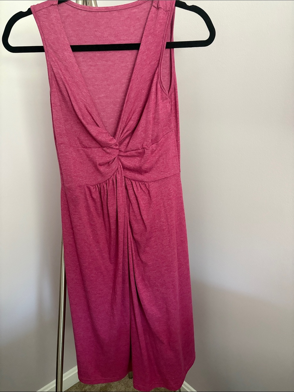 Sleeveless Twist-Front Fuchsia Dress
